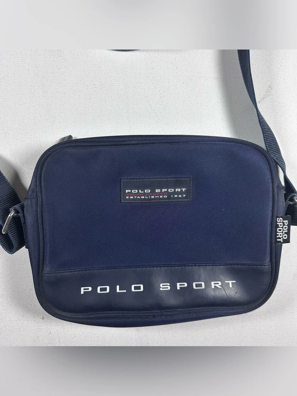 VTG Polo Sport Ralph Lauren Navy Blue Mini Crossbody Bag Nylon American Flag